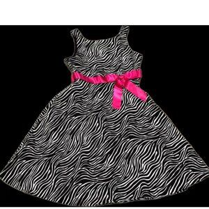 Rare Editions Girls Black and White Zebra Print Dress, Cotton Size 8